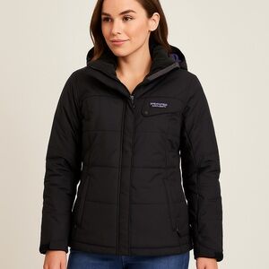Patagonia Women’s Black Puffer Jacket Hooded – Size M